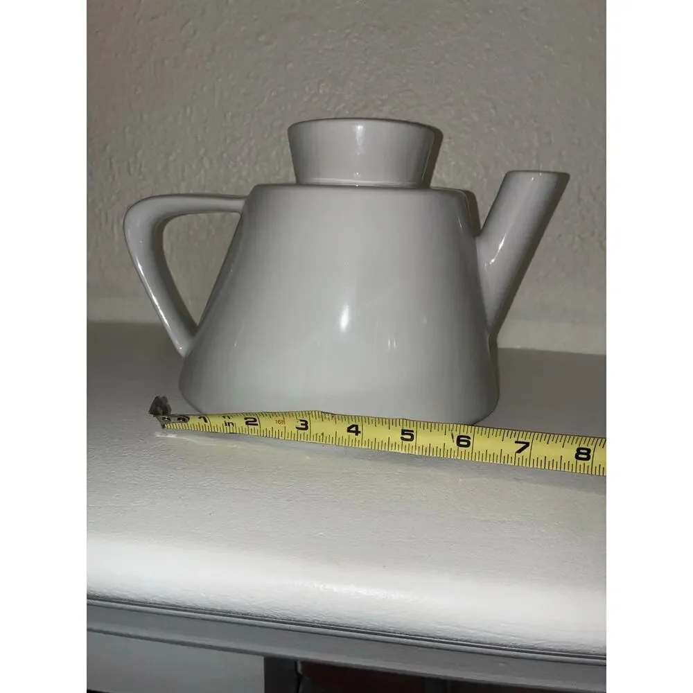 Ikea Modern LARGE (1.8L) White Porcelain Teapot w Lid Art Deco Danish MCM - Picture 8 of 8